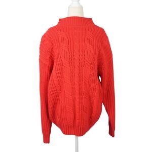 Vintage 90s Ellemenno red cable knit mockneck sweater M